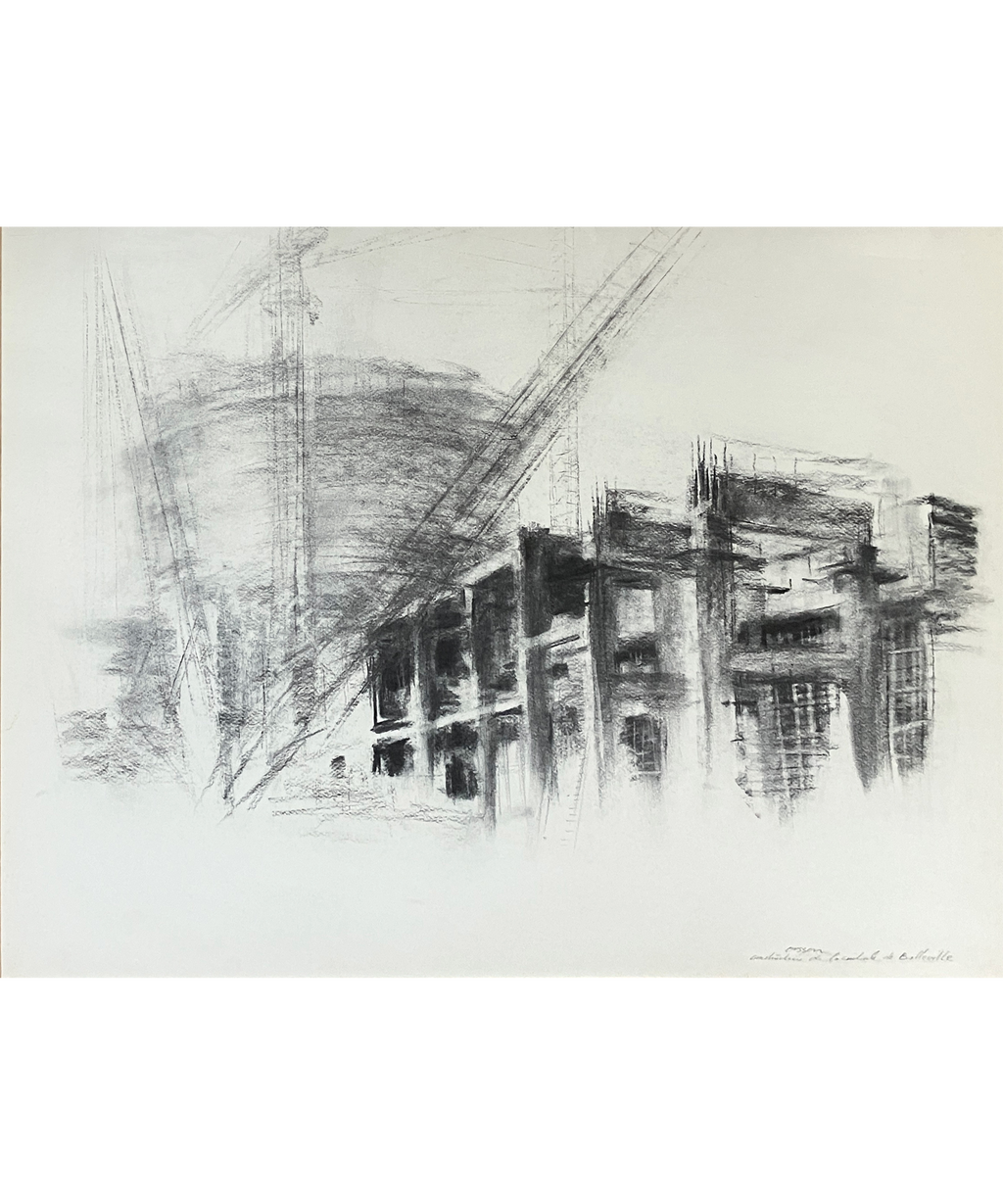 Zèbres "Centrale de Belleville", dessin, 50 x 64 cm - Jacques Ousson (63)