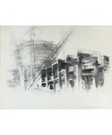 Zèbres "Centrale de Belleville", dessin, 50 x 64 cm - Jacques Ousson (63)