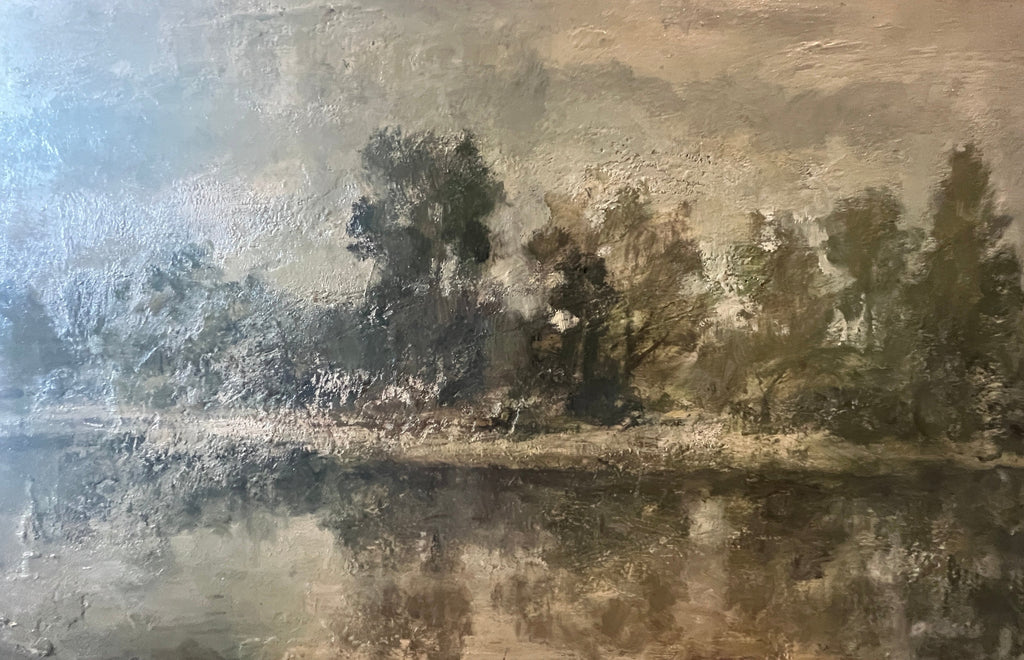 ZEBRES Peinture "Loire a Ousson", huile sur bois, 53 x 33 cm - Jacques Ousson