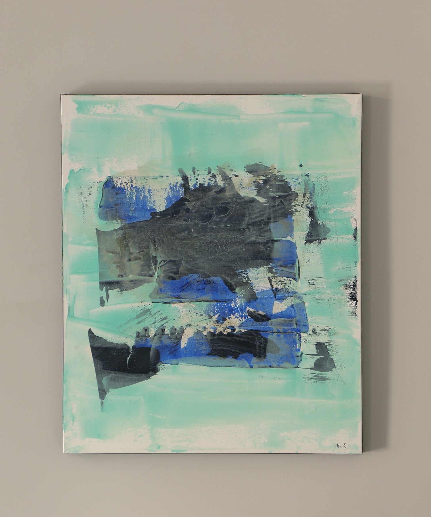 ZEBRES « Menthe », pigments et médium sur toile - Montaine R