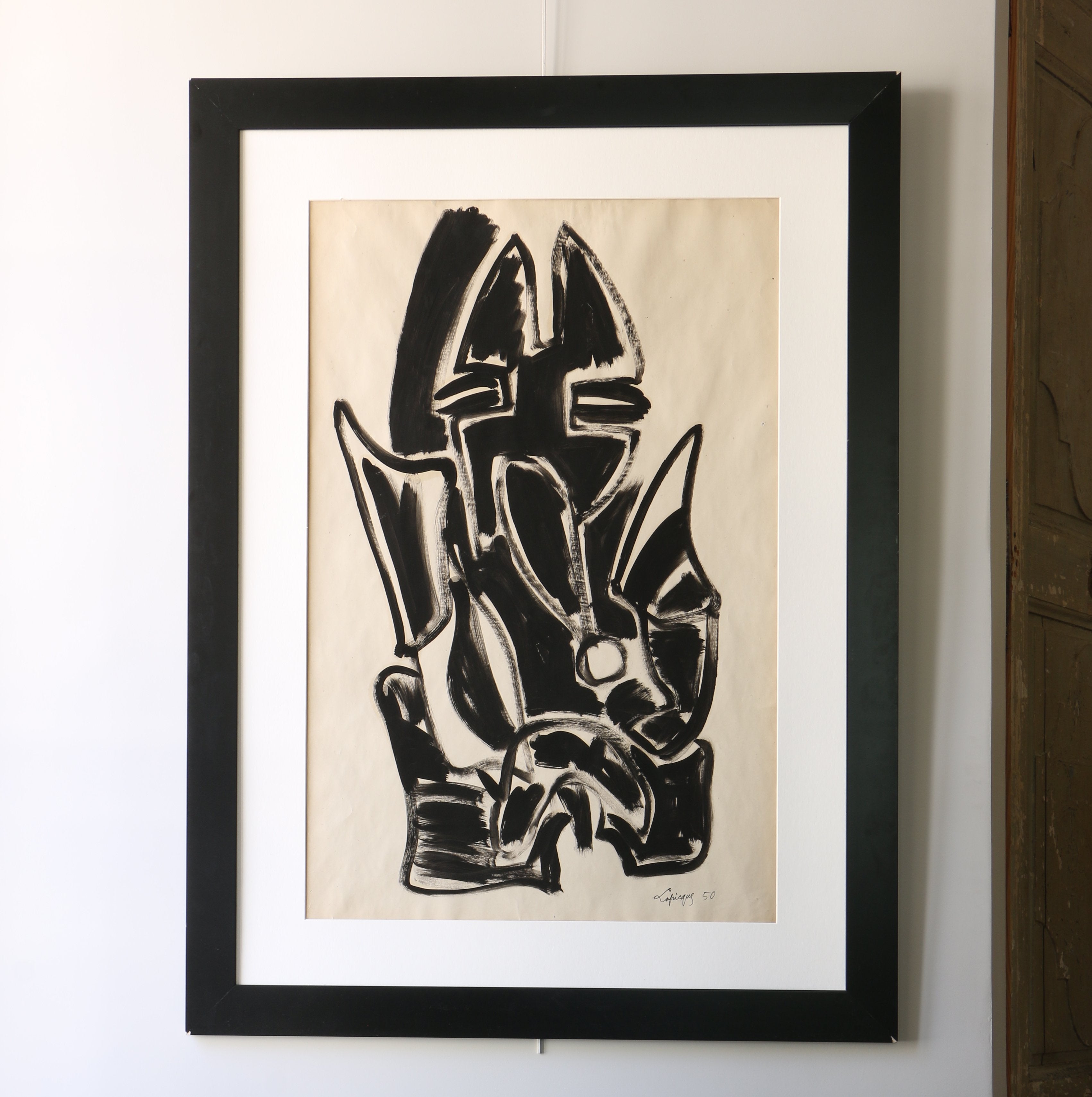 « Chevalier », huile sur papier, 100 x 65 cm - Charles Lapicque, 1950 - ZEBRES