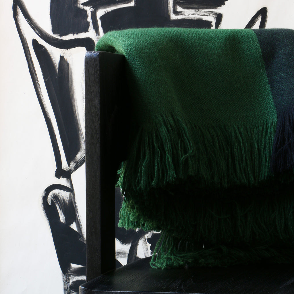 Couverture bicolore, vert et bleu nuit - Otherways - ZEBRES